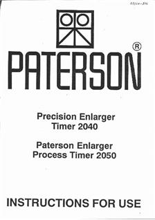 Paterson Timer 2050 manual. Camera Instructions.